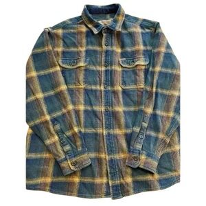 Orvis Men’s Heavyweight Shacket Cotton Plaid Blue Tan XXL
